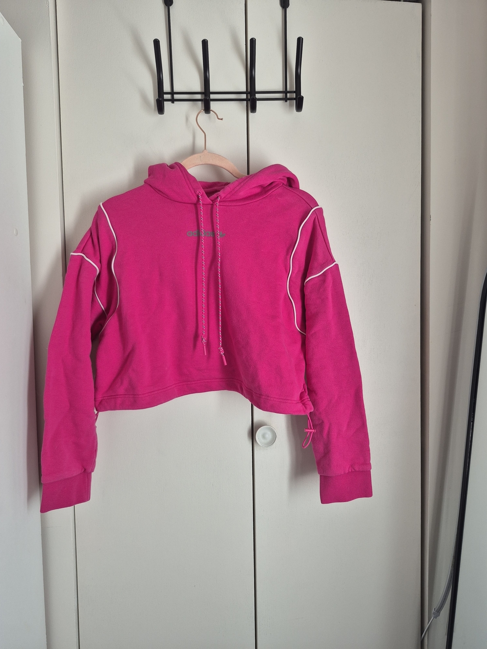 adidas Hot Pink Cropped Hoodie Sweater